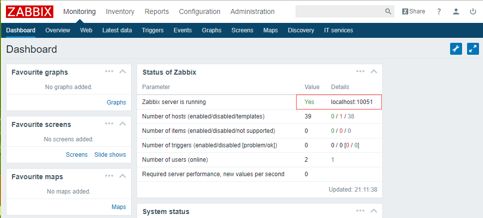 1-6,登录的用户名:admin 密码:zabbix 如果服务正常启动这里则可以