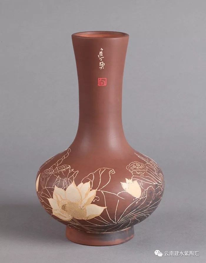 建水紫陶名家向进兴花瓶 建水紫陶名家向进兴花瓶