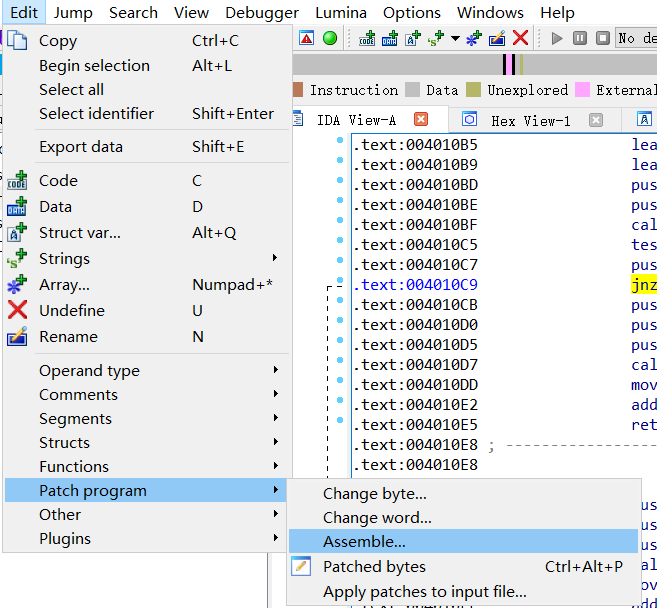 Assmeble修改汇编指令，Apply patches to input file...将修改保存到文件