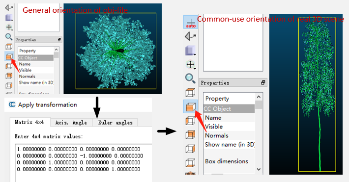 用cloudcompare调整obj文件的方位