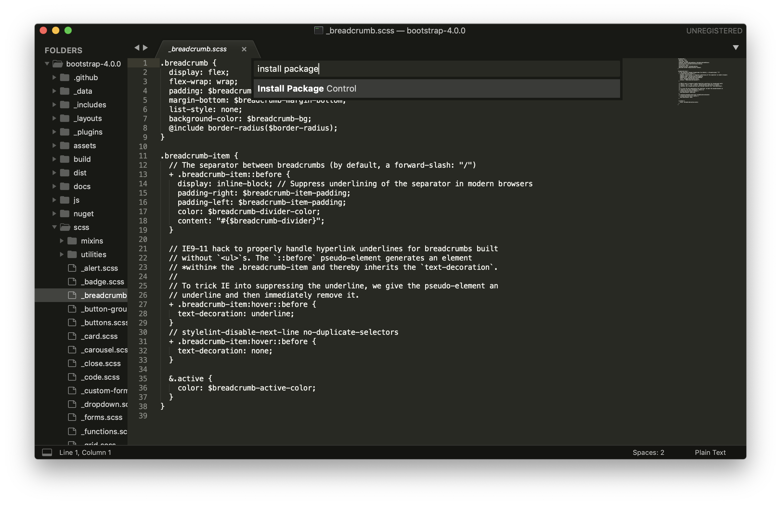 package control sublime text 3 for scss