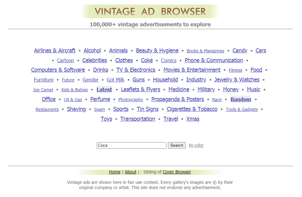 老广告搜索网站：Vintage Ad Browser