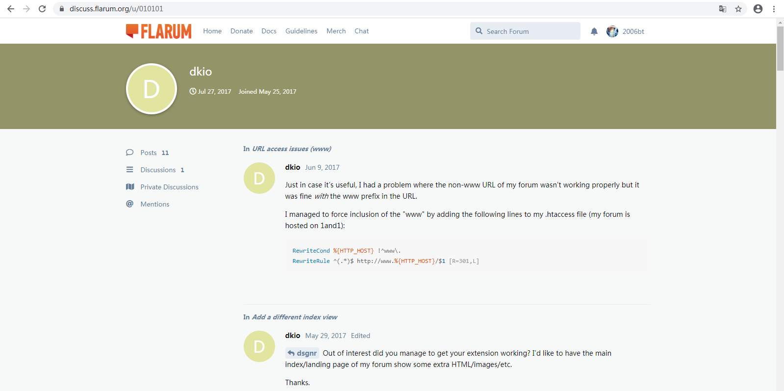 Flarum will return another user's information