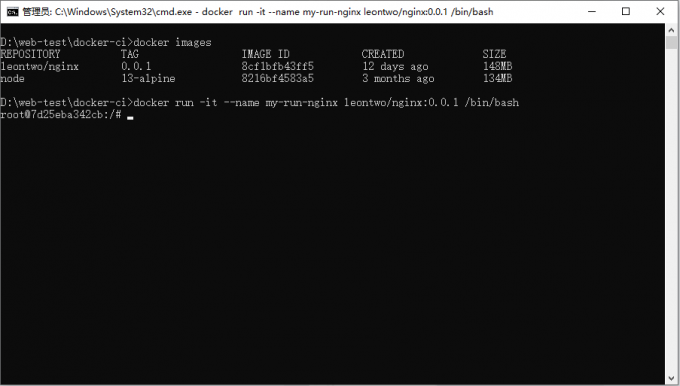 运行所创建的容器