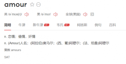 隐性词 amour