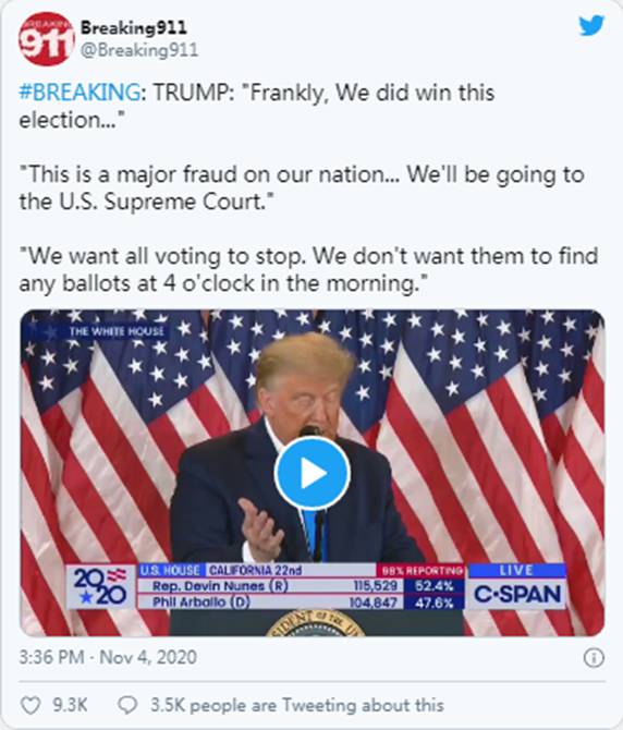 总统:我们赢得了选举|Sierra(NZ)