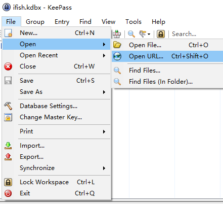 在KeepPass客户端中打开URL