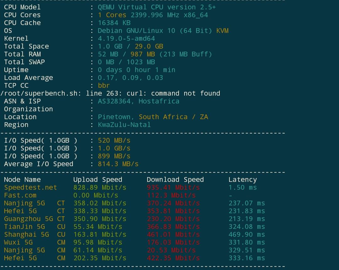 [特价VPS]  免费一个月南非1Gbps不限流量小鸡