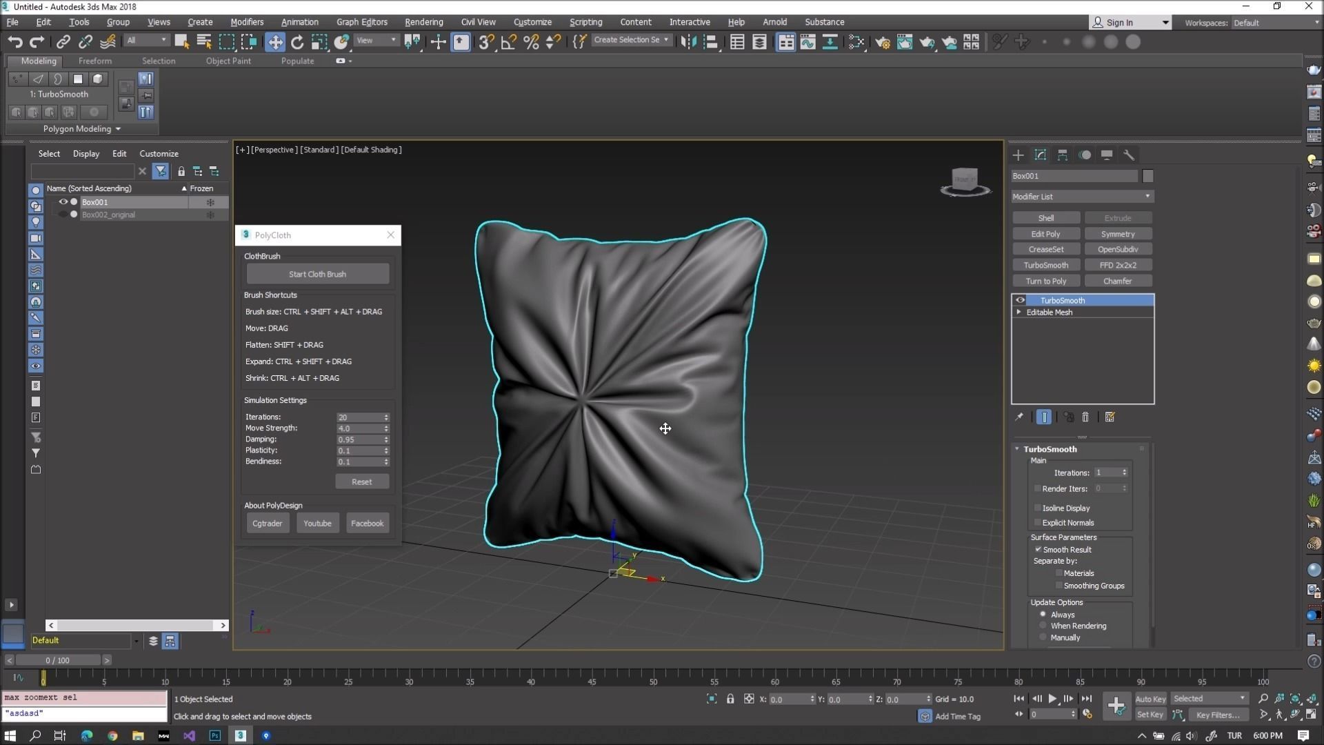 3dsmax物理布料笔刷插件PolyCloth ClothBrush 2.05 for 3dsMax2016-2023 破解版
