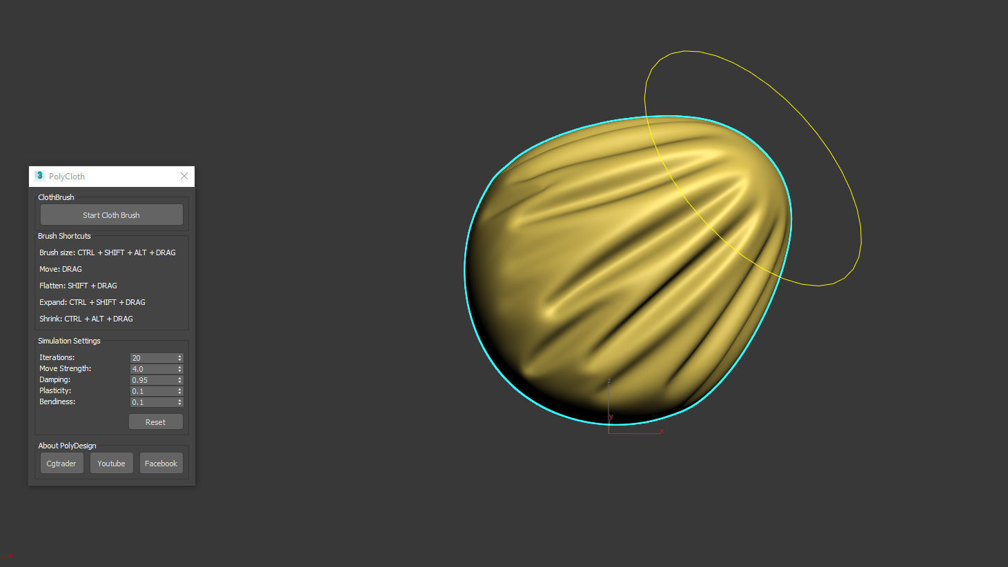 3dsmax物理布料笔刷插件PolyCloth ClothBrush 2.05 for 3dsMax2016-2023 破解版