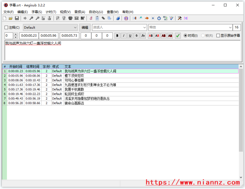 Aegisub简体中文版 v3.2.2.8635 | 功能强大的字幕编辑软件-念楠竹