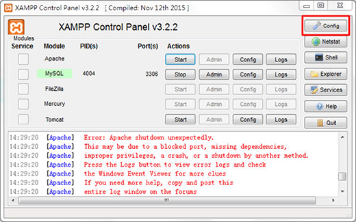 本地XAMPP的Apache服务无法启动