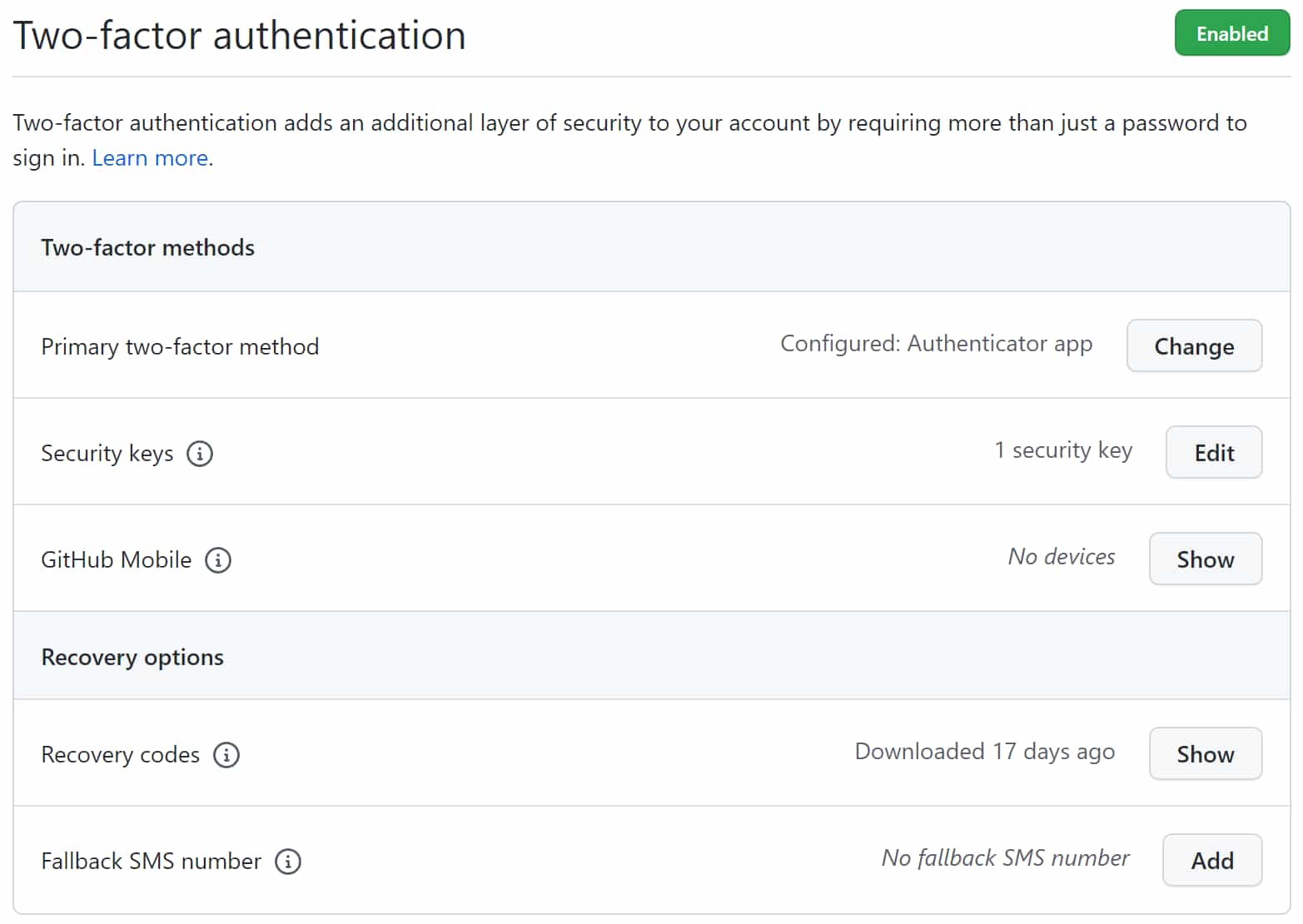 github two factor authentication