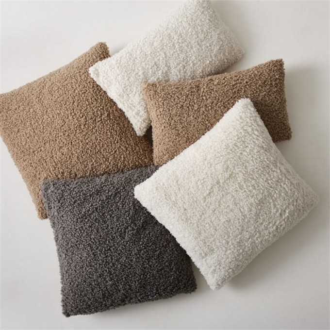 Set Of 2 Cozy Teddy Faux Fur Pillow Cover Plush Cushion Cover For Sofa 18