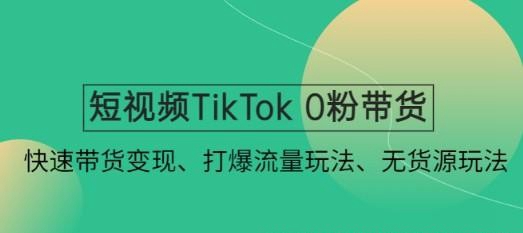 短视频TikTok 0粉带货：快速带货变现 打爆流量玩法 无货源玩法！
