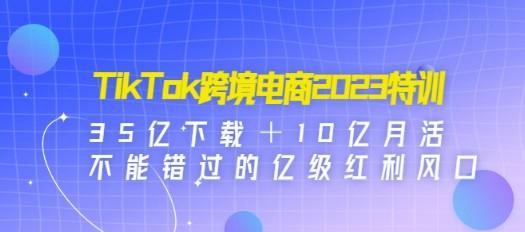 TikTok跨境电商2023特训：35亿下载＋10亿月活 不能错过的亿级红利风口